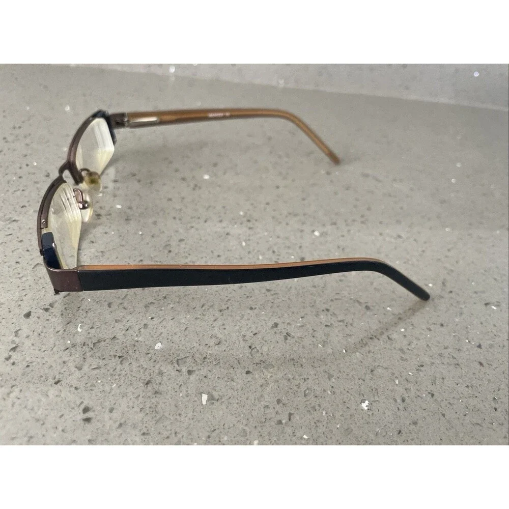 Menizzi Eyeglasses Frames ONLY M1019 C0 43-17-130 Brown Bronze half rim rectangl
